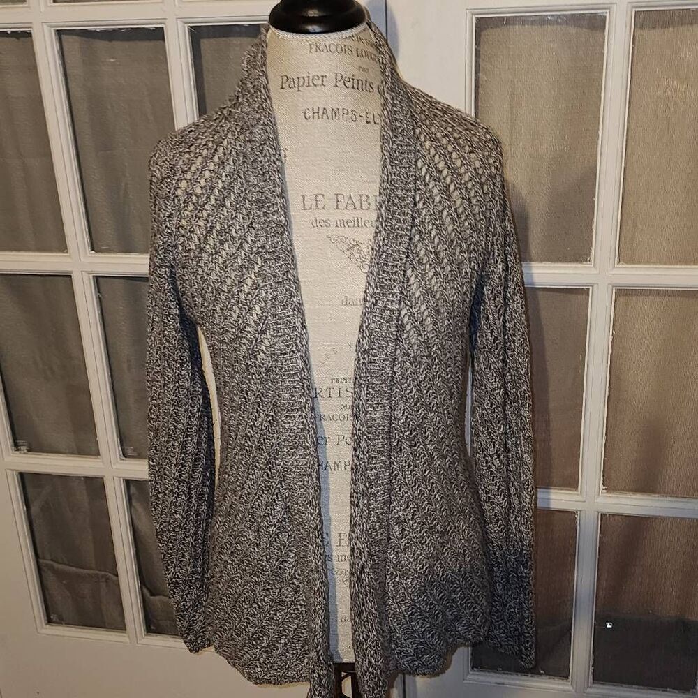 Eileen Fisher Womens Heathered Gray Open Front Cardigan Sweater Medium‎